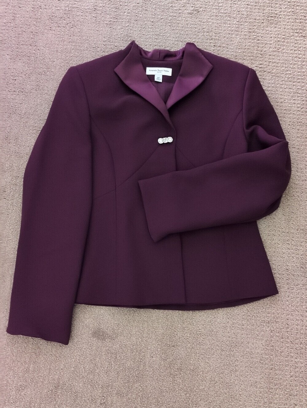 Amanda Smith Petite Eggplant Bejeweled Blazer And Matching Skirt Suit Set - Picture 5 of 9